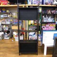 5段 収納棚 幅62×奥25×高165 シェルフ 本棚 多目的棚 収納家具 棚 収納 ブラウン 茶系 札幌市厚別区 厚別店の画像