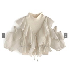 2way楊柳フリルボレロ×テレコハイネックトップスアンサンブル ...