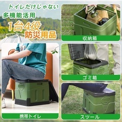 簡易トイレ 折り畳みトイレ 耐荷重150㎏ 非常用トイレ グレーの画像