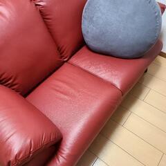 2人掛ソファ　合皮　TWO ONE STYLE　ウィンレッドの画像