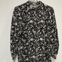 古着 花柄 ベロア シャツ
