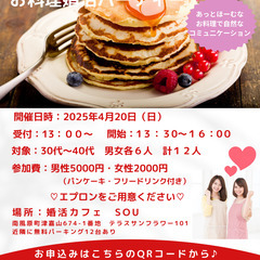 エプロン姿の素敵な男女がみれる！！パンケーキお料理婚活パーティー
