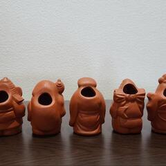 陶器　置物　ミニ七福神のセットの画像