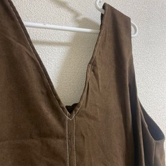 ブラウン コーデュロイ ロングワンピースの画像