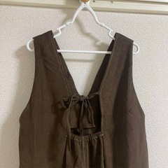 ブラウン コーデュロイ ロングワンピースの画像