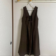 ブラウン コーデュロイ ロングワンピースの画像