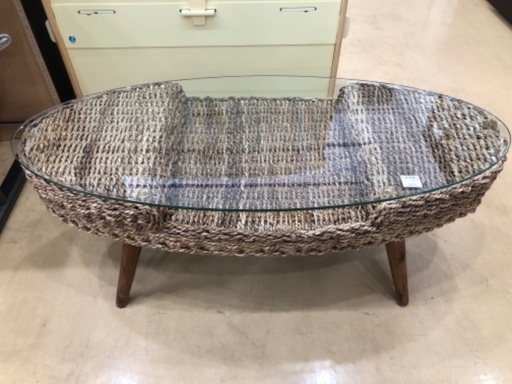 【軽トラック貸出サービス有】ローテーブル　ガラス天板　脚キズ有　ブラウン