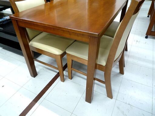 ダイニングテーブルセット 4人掛けダイニングセット イス4脚付き テーブル幅 120cm 中古 苫小牧西店