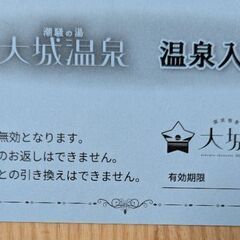 国民宿舎　大城　温泉　入浴券　１枚　３月末まで