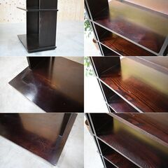 【ヤ取終了6/23】≪zyt2007ジ≫ 飾り棚 幅75cm 高さ180cm 製造元不明 無垢材接ぎ板？ 5段/6段 オープンシェルフ/ラック/収納棚/古家具 70130-01の画像