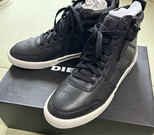 新品　ディーゼル　スニーカー　本革　レザー　28 ブラック ハイカット　DIESEL