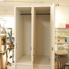 （Y）北大前! 札幌 引取 BEAUTYGARAGE ビューティーガレージ ボードロッカー4D カントリーホワイト W58.5×D59.5×H187cm 中古家具 収納家具 1043431の画像