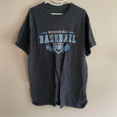 古着屋でぃず グレー×水色ロゴ Tシャツ