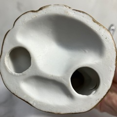 ☆値下げ☆A2503-536  陶器人形 オレンジドレスの少女 アヒル 汚れありの画像