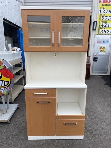 マルミツ　キッチンボード　食器棚　キッチンキャビネット　キッチン収納　W885×D415×H1905　中古品　③