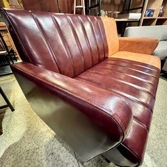 《売約済》【池上店】【～4/14限定SALE！店内全品20%お値引き！】 ツートーン ソファ 合皮 日本製 大分県 日田市 職人 オーダーメイド ハンドメイド ツートン 2人掛け 2P 2.5P アンティーク 調 おしゃれ チェア 椅子 イス リラックス 本格の画像