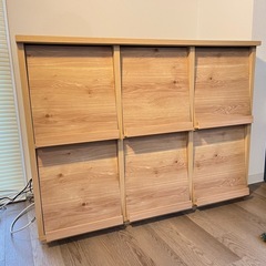 【お譲り先決定】飾り棚 ボックス シェルフ フラップ扉 カラーボックス の画像