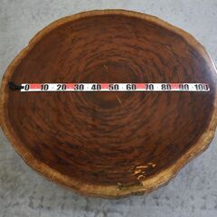 ≪yt1866ジ≫ 座卓 年輪テーブル 素材不明 欅材? 直径約125cm-130cm 重量93kg 一枚板/輪切り/昭和レトロ/古民家/座敷/リビング/中古家具/宮城県仙台市 70303-18 の画像