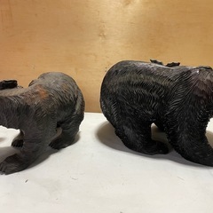 木彫り熊　2体　北海道　木彫り　熊　クマ　の画像