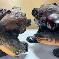 木彫り熊　2体　北海道　木彫り　熊　クマ　の画像