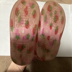 ピンク　苺柄長靴　15㎝の画像