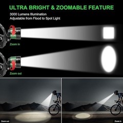 ヘッドライト  ヘッドランプ充電式、4つのモードを備えた超高輝度ヘッドランプ、屋外防水ズーム可能なLEDヘッドランプ懐中電灯、大人用ヘッドランプ、キャンプサイクリングランニングフィッシング用ヘッドライト　釣り　キャンプ　登山の画像