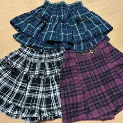 チェック柄キュロットスカート120cm