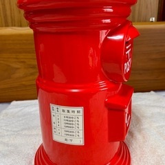 超巨大！高さ約40cm！瀬戸焼陶器製 郵便局 赤ポスト型 貯金箱 募金箱 USED 非売品 ヴィンテージ レトロ の画像