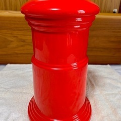 超巨大！高さ約40cm！瀬戸焼陶器製 郵便局 赤ポスト型 貯金箱 募金箱 USED 非売品 ヴィンテージ レトロ の画像