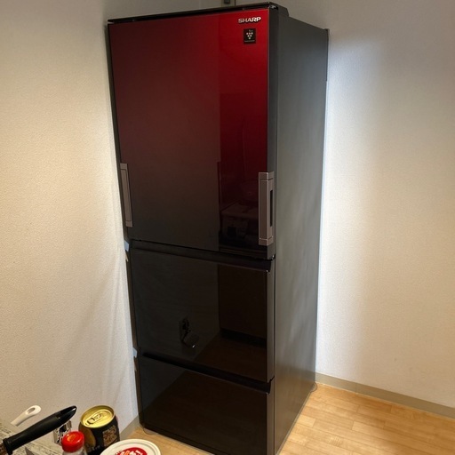 冷蔵庫 2021年　350L sharp 3ドア両開き SJ-GW35G-R 自動製氷あり