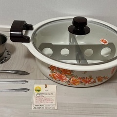 きりしま　24cm卓上ホーロー鍋(強化ガラス蓋) 湯豆腐仕切りセットの画像