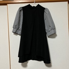 袖チェック柄シャツ