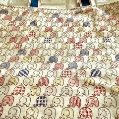 ハンドメイド トートバッグ 象 ぞう ゾウ 底板付き カラフル 内ポケットつきの画像