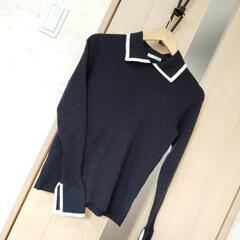 襟付き　セーター　ブラック