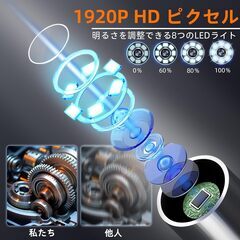 Ennovorファイバースコープ 工業用内視鏡カメラ 4.3インチ1920P HDスクリーン 大画面モニター搭載、8つの調整可能なLEDライト付き マイクロスコープ IP67防水充電式 5M半剛性ケーブルスネークカメラ 工業用家庭掃除 機械点検 車整備 硬性ケの画像