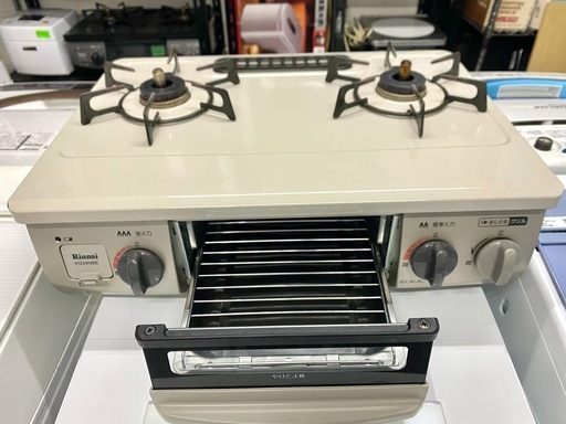 配送可能　保証付き 2021年製リンナイ Rinnai ガステーブル  クリームベージュ 左強火力 都市ガス用 KG34NBEL/13