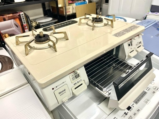 配送可能　保証付き 2021年製リンナイ Rinnai ガステーブル  クリームベージュ 左強火力 都市ガス用 KG34NBEL/13