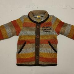 moujonjon/ムージョンジョン ボーダー柄＆刺繍入りカーディガン100cmの画像
