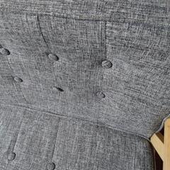 3人掛けソファー 北欧風 木肘ソファ グレー 【中古品】の画像