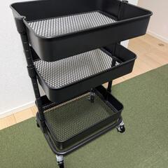 ニトリ 高さ調整ができるスチールワゴン トロリ3 コンパクト（ブラック）の画像