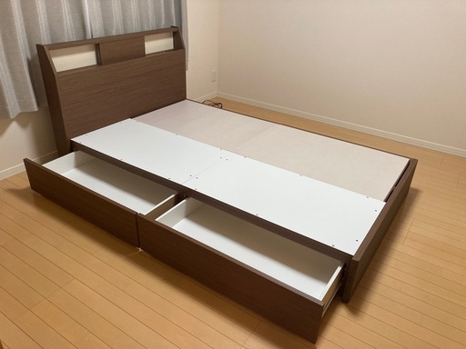 照明・収納付きベッドフレーム　セミダブル