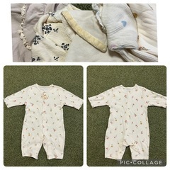 👶【5/28値下げ‼️】女の子　50-70㎝　カバーオール　ロンパース5点セット　白多め　　mamaraku conoco petit mainなどの画像