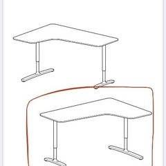 ※4/7まで※ ゲーミングデスク　仕事机　ワークデスク　L字　IKEA BEKANT 昇降式の画像
