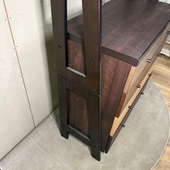【760】木製チェスト 4棚 5引き出し ダークブラウンの画像