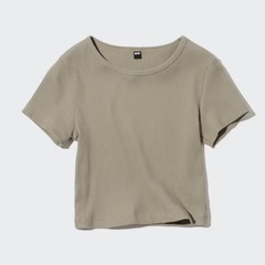 【売却済/無料】ユニクロ　レディース　リブクロップドTシャツ