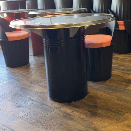 韓国ドラム缶テーブル5点セット　(カラー:ブラック)