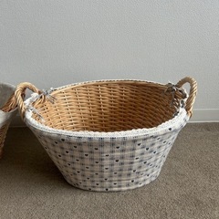 美品！籐籠カゴ バスケット収納 おしゃれ2個セット インテリアの画像