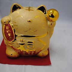 [1151]福々舎　雅峰　金運招き福寅　貯金箱　ゴールド　家内安全　置物の画像