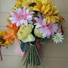 造花ウェディングブーケ・ブートニアのセット ひまわりの画像