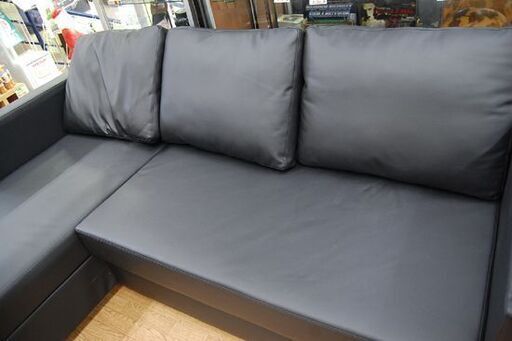 【商談中】 NITORI ソファベッド 幅215×奥140×高89cm ノアーク 合皮 ブラック カウチソファ L字ソファ ニトリ n